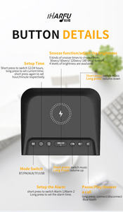 2023 chevet LED réveil numérique haut-parleur 10W chargeur sans fil Table de sommeil Bt haut-parleur avec TF Aux FM USB Snooze lumière - Product Image 3