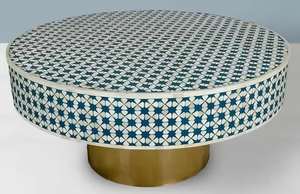 Table basse traditionnelle en os incrusté, faite à la main, motif floral, en bois, pour la décoration intérieure, très demandée, disponible pour la livraison mondiale - Product Image 5