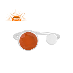 Handcrafted Best Selling Fine Sterling Silver Natural Carnelian Gemstone <b>Adjustable</b> <b>Ring</b> Custom Jewelry Manufacturer - Product Image 1