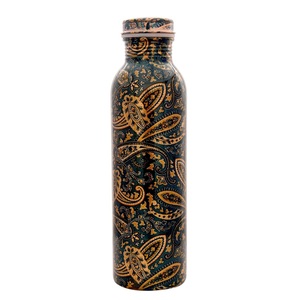 Premium Lightweight Floral Printed Copper <b>Metal</b> <b>Water</b> <b>Bottle</b>, Eco-Friendly <b>Metal</b> Drinkware for Home and Office Use - Product Image 1