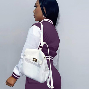 Fashion Wear Vestes d'université Letterman pour femmes avec un design personnalisé en couleur unie Girls Cropped Varsity Jacket - Product Image 3