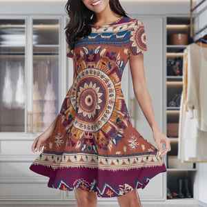 Robe trapèze décontractée en coton avec manches longues confortable et respirante pour les vacances quotidiennes dames exportation qualité taille naturelle - Product Image 6