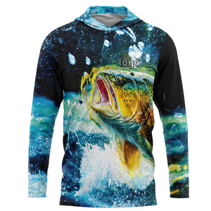 Camisas de pesca de secado rápido con protección UV de manga larga con capucha, Sudadera con capucha de pesca, ropa deportiva, Camisas y camisetas de poliéster para hombres, sublimación - Product Image 4