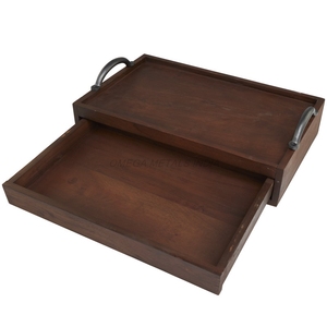 Handmade Wooden <b>Tray</b> in Soft White Color with Rectangular Shape and Elegant Handles Perfect for <b>Serving</b> and Home Organization - Product Image 2
