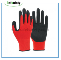 Gants de sécurité en latex enduit de polyester rouge 13G de qualité industrielle, type I, isolation électrique, résistants à l'abrasion