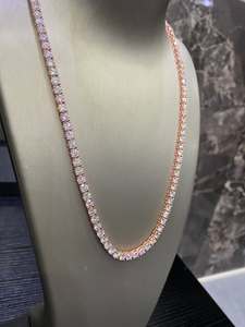 Collier Tennis Style Hip Hop avec Diamant Moissanite Taille Cubique en Argent Sterling 925 Plaqué Or Rose pour Homme – Idéal Anniversaire et Fêtes - Product Image 3