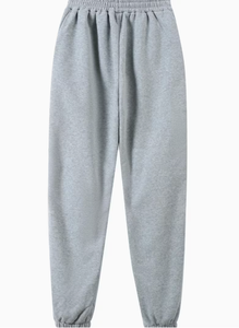 Ensemble jogging et sweat à capuche gris en molleton, imprimé lettres, coupe ample, survêtement épais décontracté, streetwear d'hiver, logo frontal pour femme - Product Image 3