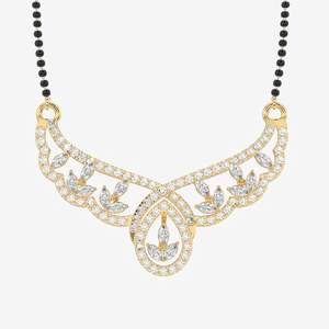 Colliers pour femmes en or 14 carats avec mangalsutra et diamants de laboratoire ronds et marquise - Product Image 1