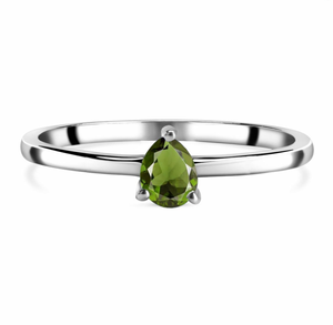 Bague en pierre précieuse moldavite taillée en poire Bague en argent sterling 925 Sertissage romantique à griffes Plaqué argent Dernière conception de bague pour les fiançailles - Product Image 2