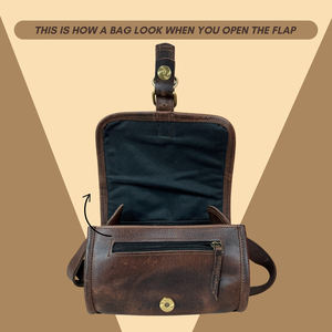 Genuine Leather Flap Crossbody <b>Bag</b> <b>Womens</b> Brown Handcrafted Purse with Zipper and Side Pocket Design - Product Image 5