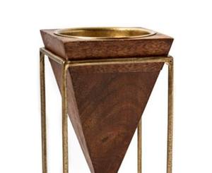 Brûleur à Bakhoor en bois moderne avec support en métal doré, design géométrique inversé, porte-encens Oud, ornement nordique Mabkhara - Product Image 6