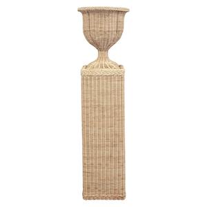 Socle rectangulaire et rond en osier tressé de style grec antique classique - Product Image 2