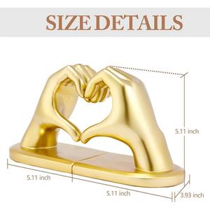 Porte-livres romantique en forme de main et de cœur, finition dorée, parfait pour la chambre à coucher, le salon, l'étagère de cuisine et la table de bureau - Product Image 2