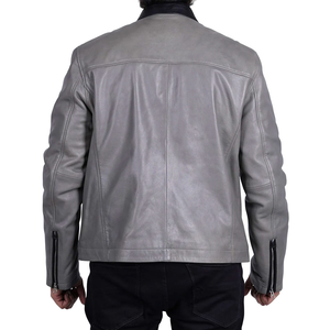 Fabricant OEM sur mesure Veste en cuir véritable pour homme Veste de motard classique Coupe ajustée Veste enduite pour homme - Product Image 2