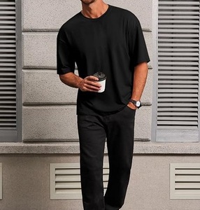 Haute qualité 100% coton surdimensionné poids lourd t-shirts impression personnalisée couleur noire t-shirts plaine blanc hommes T-Shirt respirant - Product Image 2