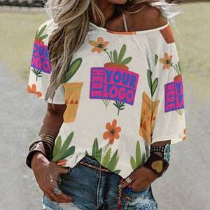 Camiseta Holgada Personalizada con Hombros Descubiertos y Manga Media para <span class=keywords><strong>Mujer</strong></span> - Product Image 5