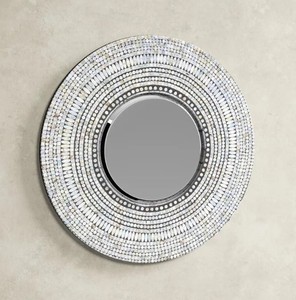 Cadre de miroir de travail incrusté de forme ronde fait à la main cadre de miroir incrusté mural de restaurant de qualité exclusive - Product Image 2