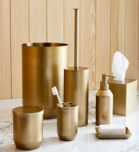 Este juego de baño de níquel martillado de seis piezas es una adición moderna y elegante, con un acabado texturizado en cada artículo. - Product Image 3