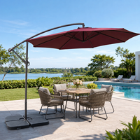 Sombrilla de Patio Moderna Impermeable de Acero de 2.7m, Tipo Cantilever, Modelo FLD6007, para Jardín, Comedor, Cafetería, Hotel, Resort
