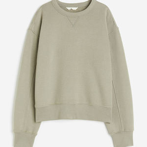 Sudaderas con logotipo personalizado de lana Lisa para mujer y niña, sudadera con hombros caídos, sudadera para mujer, Sudadera con cuello redondo - Product Image 4