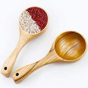2 Pack Wooden Kitchen Scoop <b>Ladle</b> Multipurpose Large Solid Wood Water Spoon Serving <b>Soup</b> Tablespoon for Cooking Bath Salt - Product Image 3