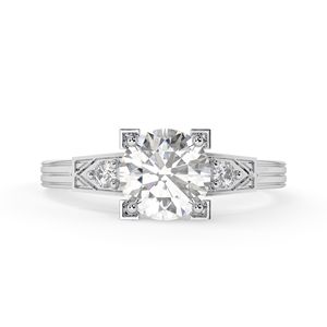 Anillo de compromiso con 3 diamantes cultivados en laboratorio de corte redondo de 1.50 ct con engaste de puntas para mujer - Product Image 2