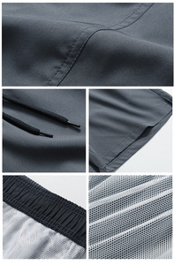 Short athlétique pour hommes de couleur unie avec poches en mélange de polyester spandex extensible et respirant à séchage rapide vente en gros - Product Image 3