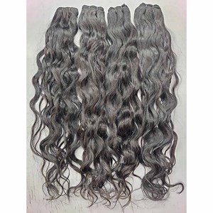 Haute qualité 100% meilleure vente indienne extensions de cheveux ondulés couleur naturelle cuticules ondulées profondes alignées trame unique Remy doux lisse - Product Image 5