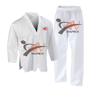 Polyester/coton respirant 120g karaté uniforme Gi personnalisé blanc unisexe OEM personnalisé avant formation Logo vêtements de sport pour adultes - Product Image 4