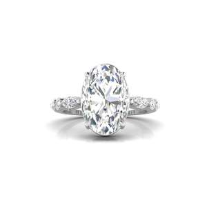 Anillo de compromiso con diamante de corte ovalado de 3.80 ct, color F, claridad VS, diamante cultivado en laboratorio, en oro de 14K, para novias, bodas, fiestas de compromiso. - Product Image 2