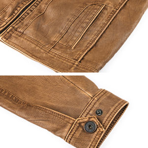 CARANFIER-Chaqueta de Cuero de Imitación para Hombre, Chaqueta Clásica de Piel Sintética con Cuello Levantado, Resistente al Viento, Transpirable, sin Logotipo Personalizado, OEM - Product Image 6