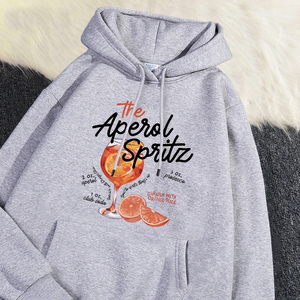 Aperol Spritz Retro <b>Cocktail</b> <b>Printed</b> Winter Woman's Hoodie Warm Fleece Pullover with Loose Pocket Front Logo Kawaii Sportswear - Product Image 4