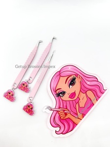 High Quality Sustainable Custom Keychains <b>Acrylic</b> Cute Doll Lash Tile With Magnet For Eyelash Extension Tweezers Available - Product Image 6