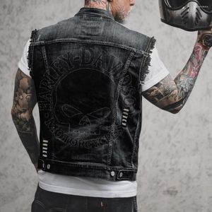 เสื้อกั๊กผ้ายีนส์สำหรับผู้ชายทันสมัยวินเทจทันสมัยระบายอากาศได้ดีเป็นมิตรกับสิ่งแวดล้อมตู้เสื้อผ้าซักฤดูใบไม้ร่วงฤดูหนาว - Product Image 3