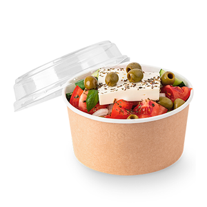 ถ้วยกระดาษคราฟท์คุณภาพพรีเมียมทรงกลม 1000 ใบ ซ้อนกันได้ ปิดผนึกได้ กันน้ำมัน สำหรับอาหารร้อนและเย็น รับทำโลโก้ตามสั่ง - Product Image 1