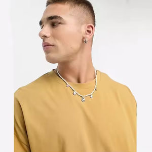 Camiseta de cuello redondo de calidad superior para hombre 100% algodón hombro caído transpirable de punto sólido de gran tamaño estilo Hip Hop precio bajo - Product Image 2