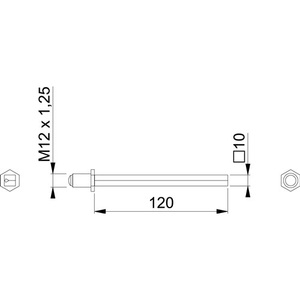 Perfil Cuadrado FDW de Hierro Galvanizado de 10 x 120 mm, Rosca M12 x 1.25, de HOPPE - Product Image 3