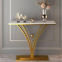 Table console moderne en or de luxe |   Meubles personnalisés pour hall d'hôtel et villa |   Table d'entrée en marbre blanc pour salon, vente en gros