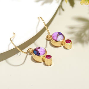 Pendientes colgantes de plata de ley 925 de alta calidad increíble Rosa ostra turquesa piedra preciosa pendiente forma de pera hermoso diseño - Product Image 4