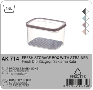 Contenedor de almacenamiento de alimentos de plástico sin BPA de 1,6 l, caja de almacenamiento fresca, colador, bandeja de drenaje, técnicas de inyección para frutas, 380Ml - Product Image 2