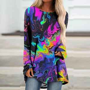 2025 Camiseta de manga larga holgada informal con estampado superior de moda de alta calidad para mujer estilo Formal - Product Image 2
