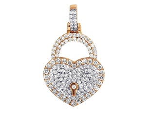Pendentif en Moissanite en forme de cœur avec serrure personnalisée en argent 925, style hip hop de luxe pour hommes et femmes - Product Image 1