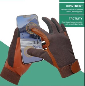 Carreras Durable Transpirable Pantalla táctil Piel de cabra Cuero Europeo Caballo Alto agarre GUANTES DE MONTA Doma Competición Moda - Product Image 4