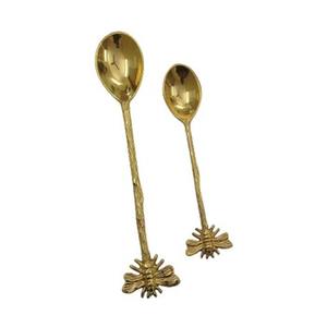 Cuillère de mariage en acier inoxydable couleur or avec manche en laiton vintage de l'Inde idéale aussi pour les accessoires d'ustensiles de cuisine Hotelware - Product Image 3