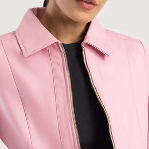 Vixen Girls' <b>Pink</b> Classic Collar Leather <b>Jacket</b> Sheep Fur Outerwear for All Seasons-Summer Winter Spring Autumn Polyester Short - Product Image 6