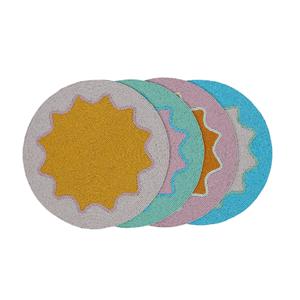 High Quality Handcrafted Round Purple Beaded <b>Jute</b> Coaster <b>Placemat</b> Pad for Tea Cup Placement Home Dining stone coasters - Product Image 2