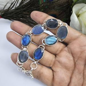 Pulsera de labradorita Pulsera hecha a mano de labradorita natural Pulsera de piedras preciosas - Product Image 1