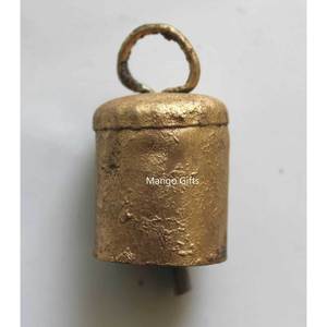 Clochettes indiennes en laiton faites à la main, carillons éoliens en fer et étain, clochettes en laiton plaqué à thème logo, coulées et soudées, 2 hauteurs, lot de 2 en vrac - Product Image 3