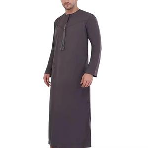 Thobe Musulman Taille Poche Solide Couleur Arabe Conception Robe Arabie Qatar Mode Hommes Vêtements Islamiques - Product Image 2