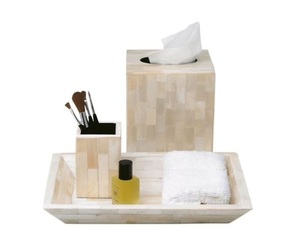 Ensemble de salle de bain à rayures en os et en résine, ensemble de vanité, porte-serviettes, organisateur de salle de bain de luxe, accessoires au meilleur prix - Product Image 2